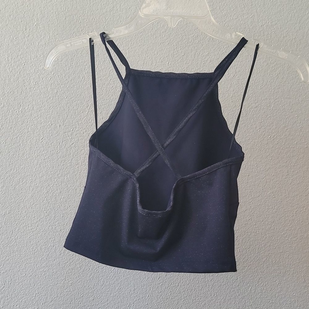 Windsor High Neck Crop Top - Blue Glitter S - Picture 5 of 8